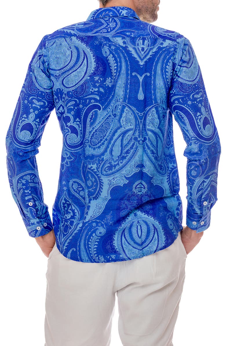 RANEES Paisley Linen Blend Button-Up Shirt, Alternate, color, 