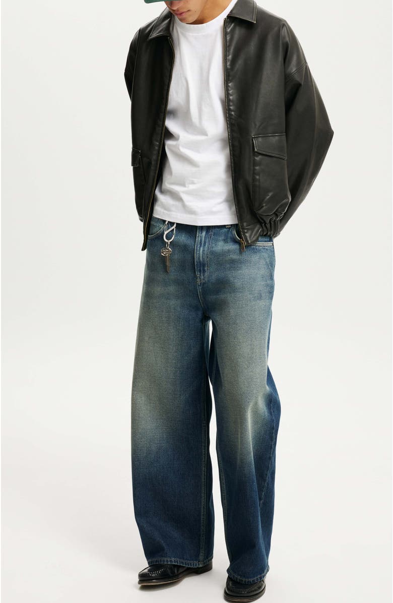 Cotton On Faux Leather Bomber, Alternate, color, 