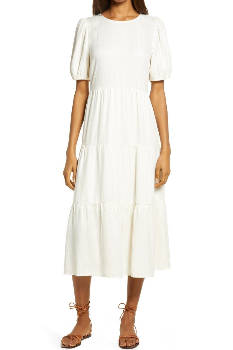 Tiered Dress, Main, color, IVORY- STONE