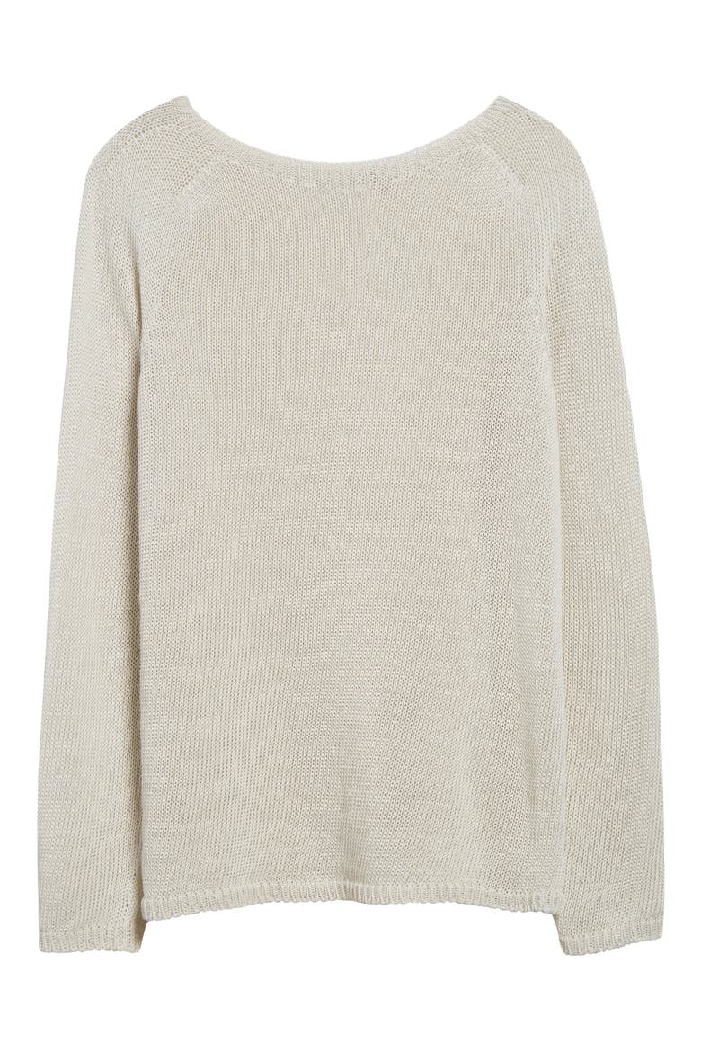 Giolino Boat Neck Linen Sweater, Alternate, color, ECRU