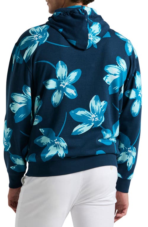 Original Penguin Floral French Terry Hoodie In Blue Wing Teal