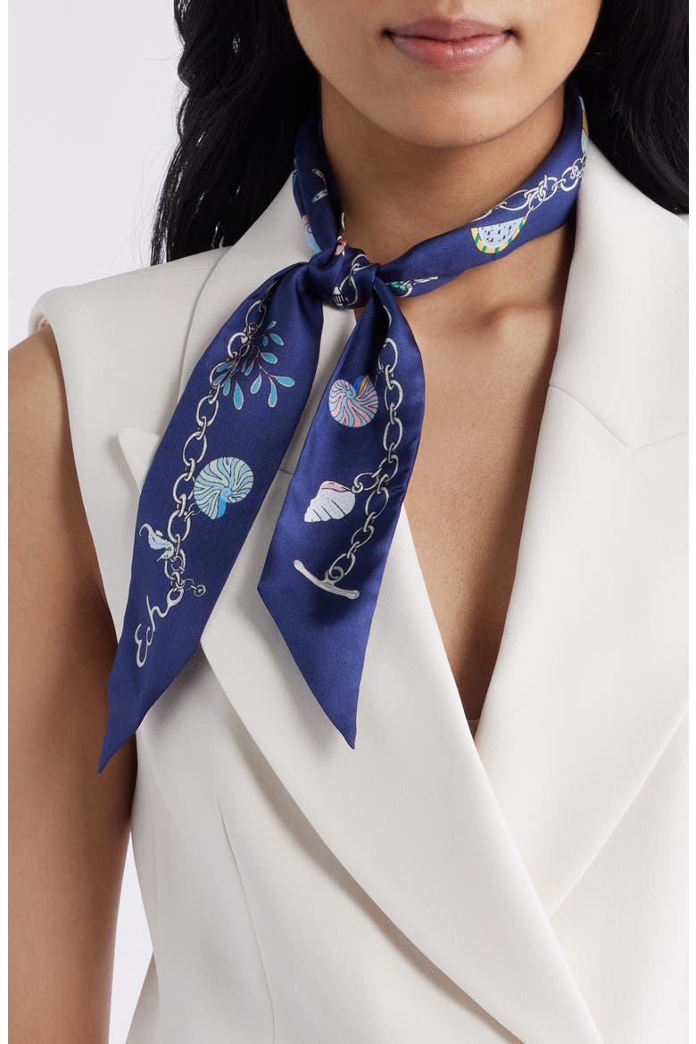 Charmed Life Silk Ribbon Scarf, Main, color, NAVY