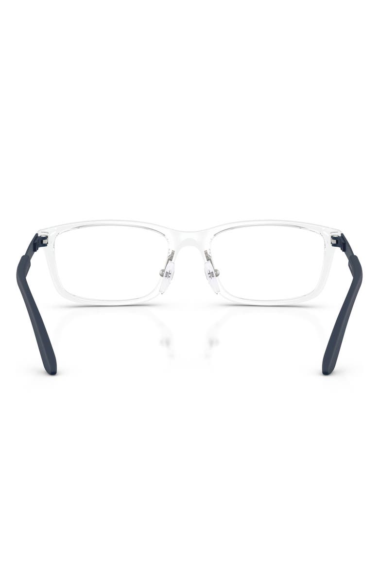 Emporio Armani 47mm Rectangle Optical Glasses, Alternate, color, Shiny Crystal / Demo Lens