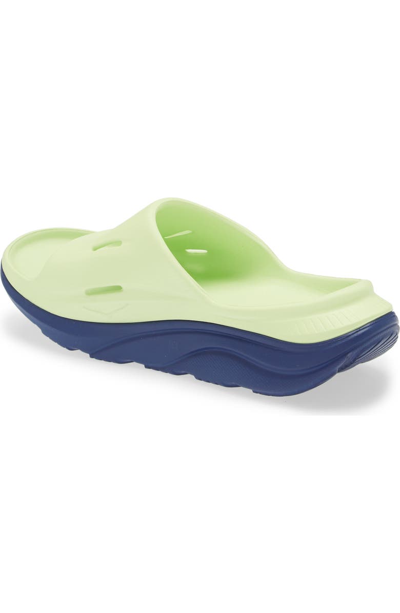 HOKA Kids' Ora Recovery Slide, Alternate, color, Lettuce / Bellwether Blue