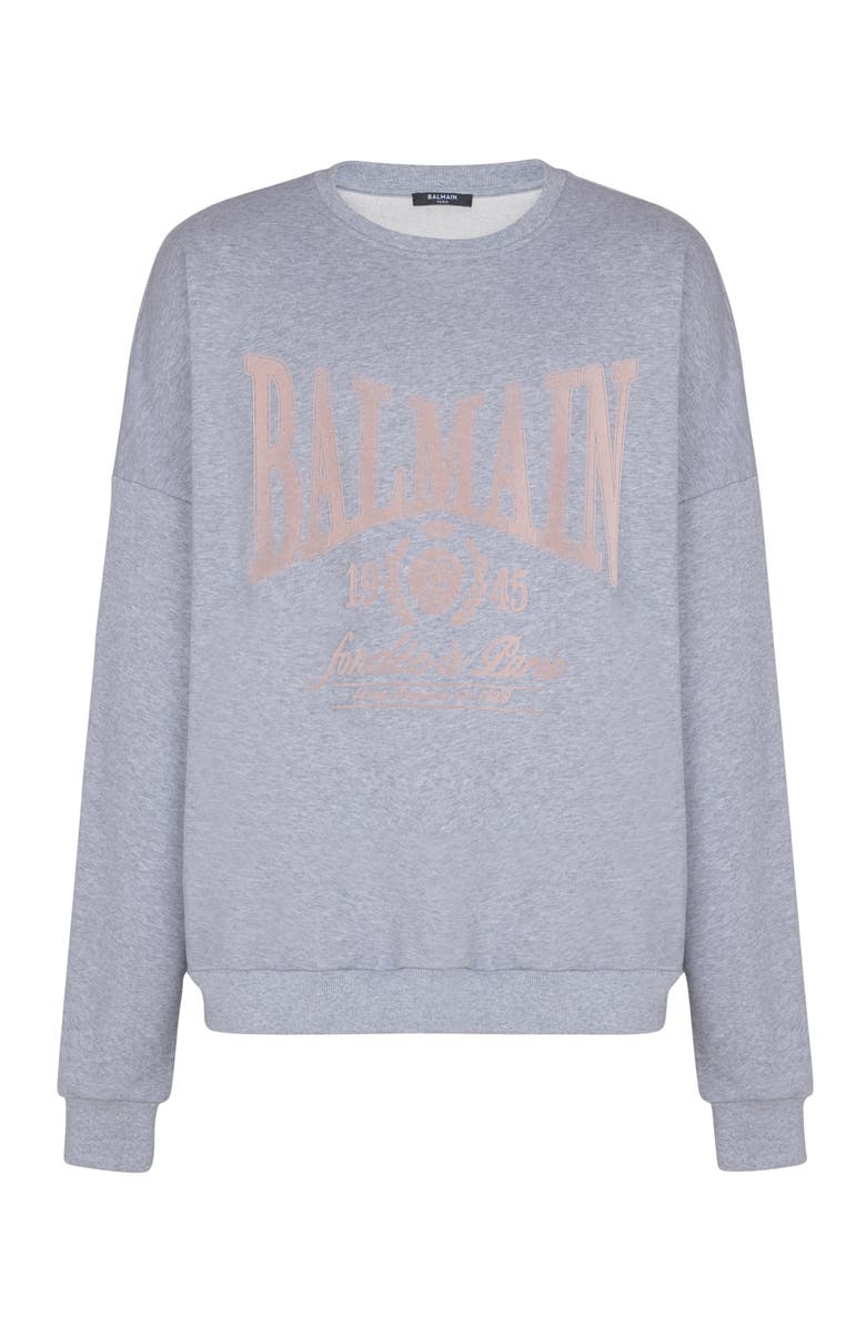 Balmain Printed cotton sweatshirt, Alternate, color, Grey