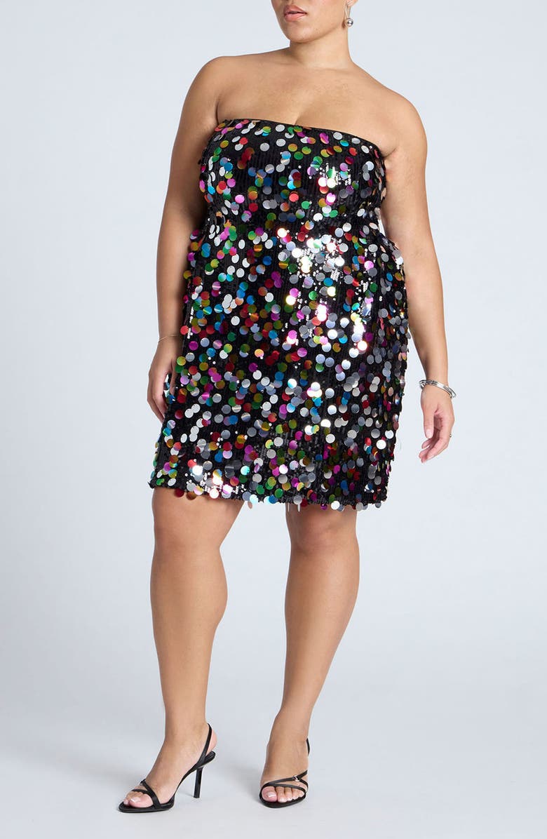ELOQUII Sequin Strapless Minidress, Main, color,
