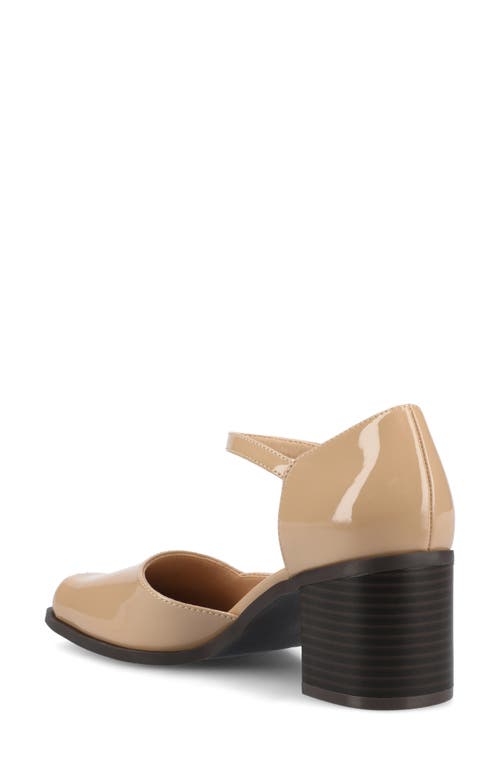 Shop Journee Collection Evangeline Block Heel Pump In Beige Patent