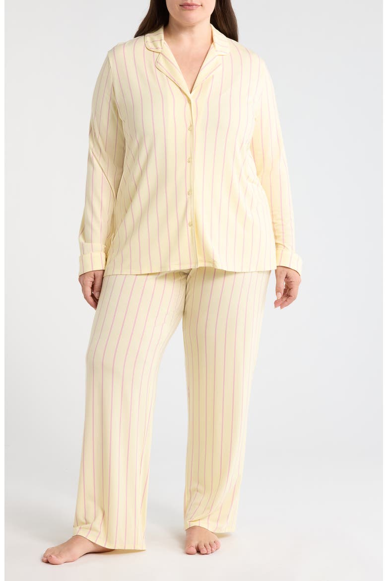 Moonlight Eco Knit Pajamas, Main, color, YELLOW JANE STRIPE