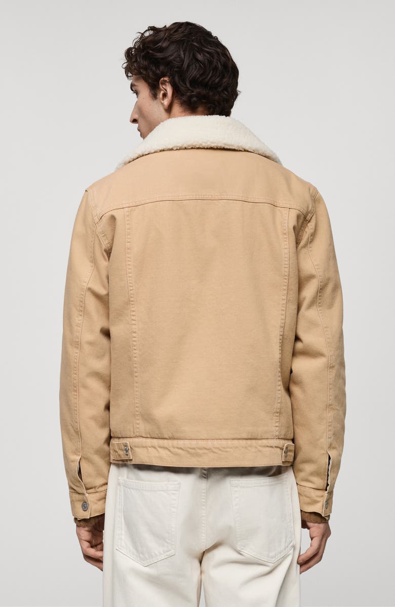 MANGO Denim Trucker Jacket with Faux Shearling Collar, Alternate, color,