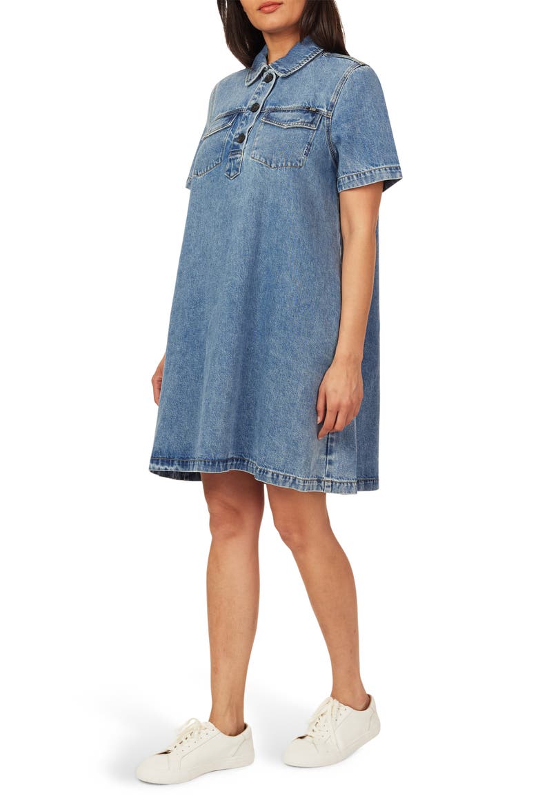 Short Sleeve Denim Polo Dress, Alternate, color, BEVERLY HILLS