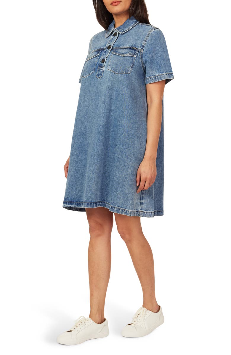 Scotch & Soda Short Sleeve Denim Polo Dress, Alternate, color, Beverly Hills