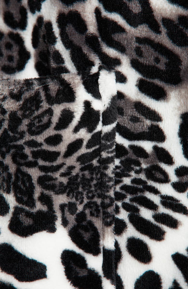 Natori Leopard Plush Robe, Alternate, color, Black White