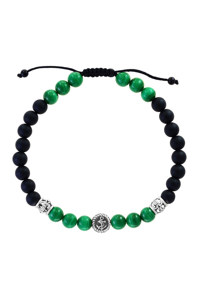 Sterling Silver, Malachite, & Onyx Bracelet, Main, color, GREEN