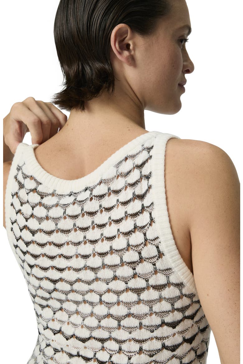 Tank Top In Cashmere And Viscose With Contrast Trims, Alternate, color, White