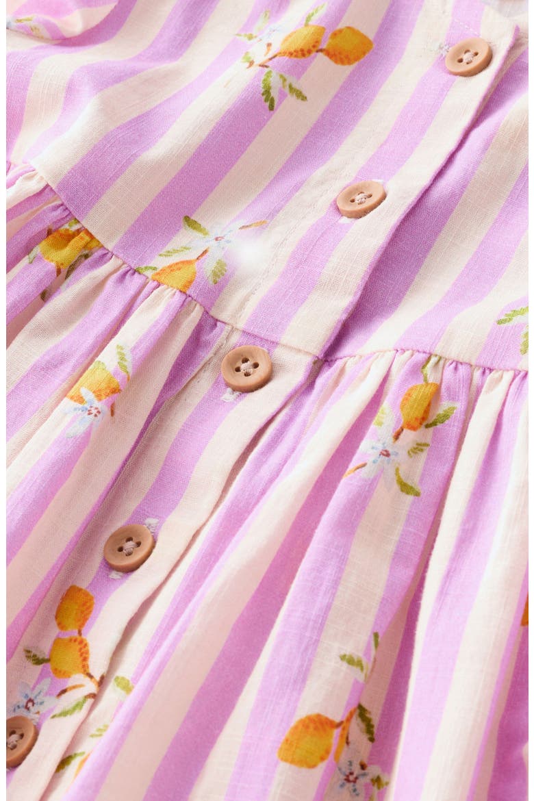 Kids' Stripe Cotton Button Front Dress, Alternate, color, PURPLE