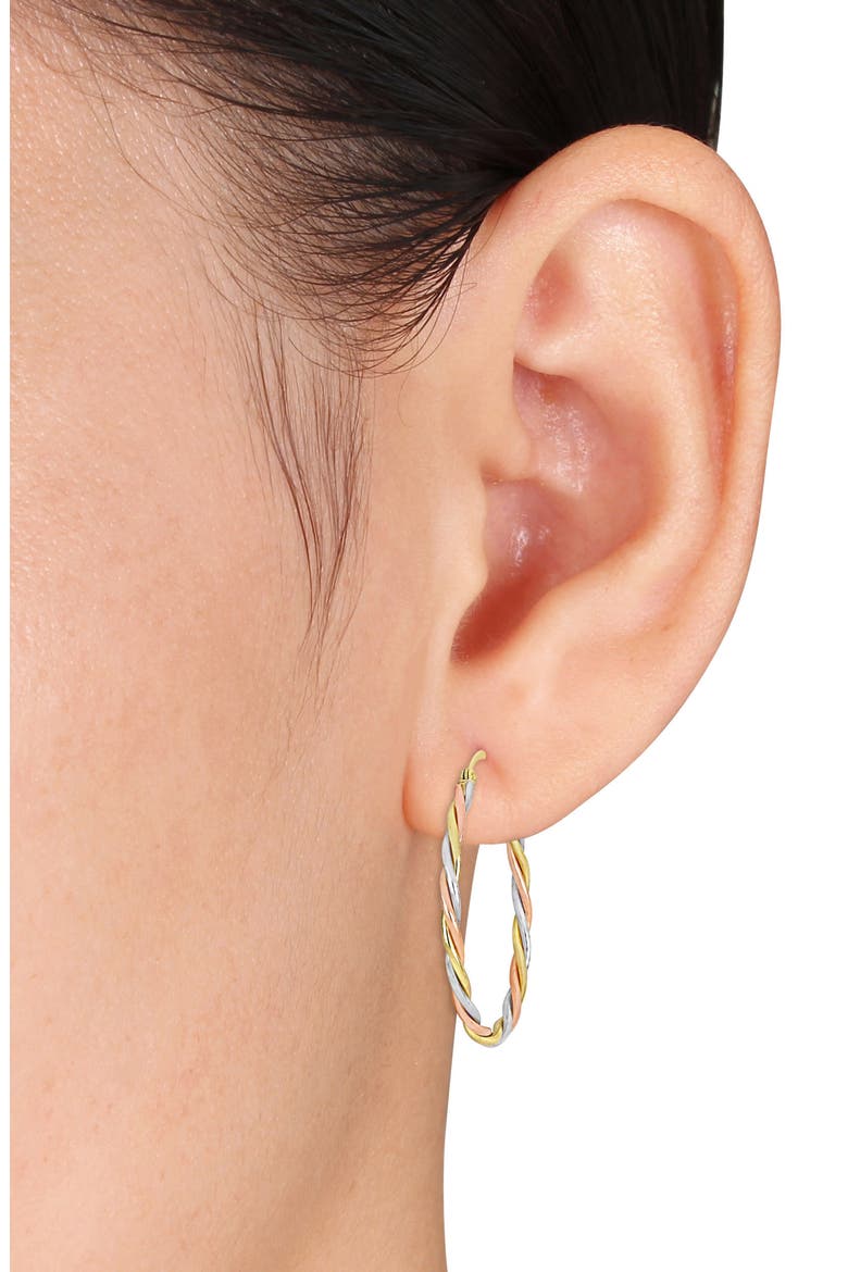 Twisted Tri-Tone Hoop Earrings, Alternate, color, GOLD MULTI