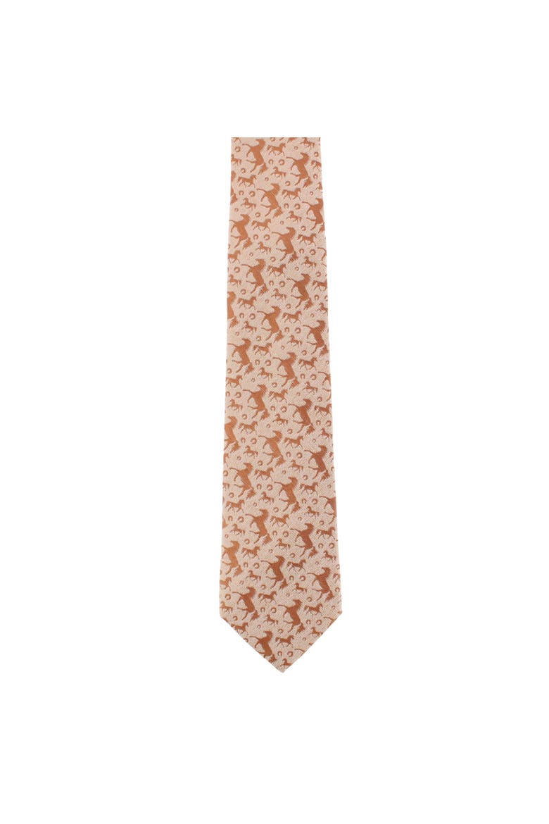 Elio Equestrian Show Horse Novelty Silk Necktie, Alternate, color, Brass