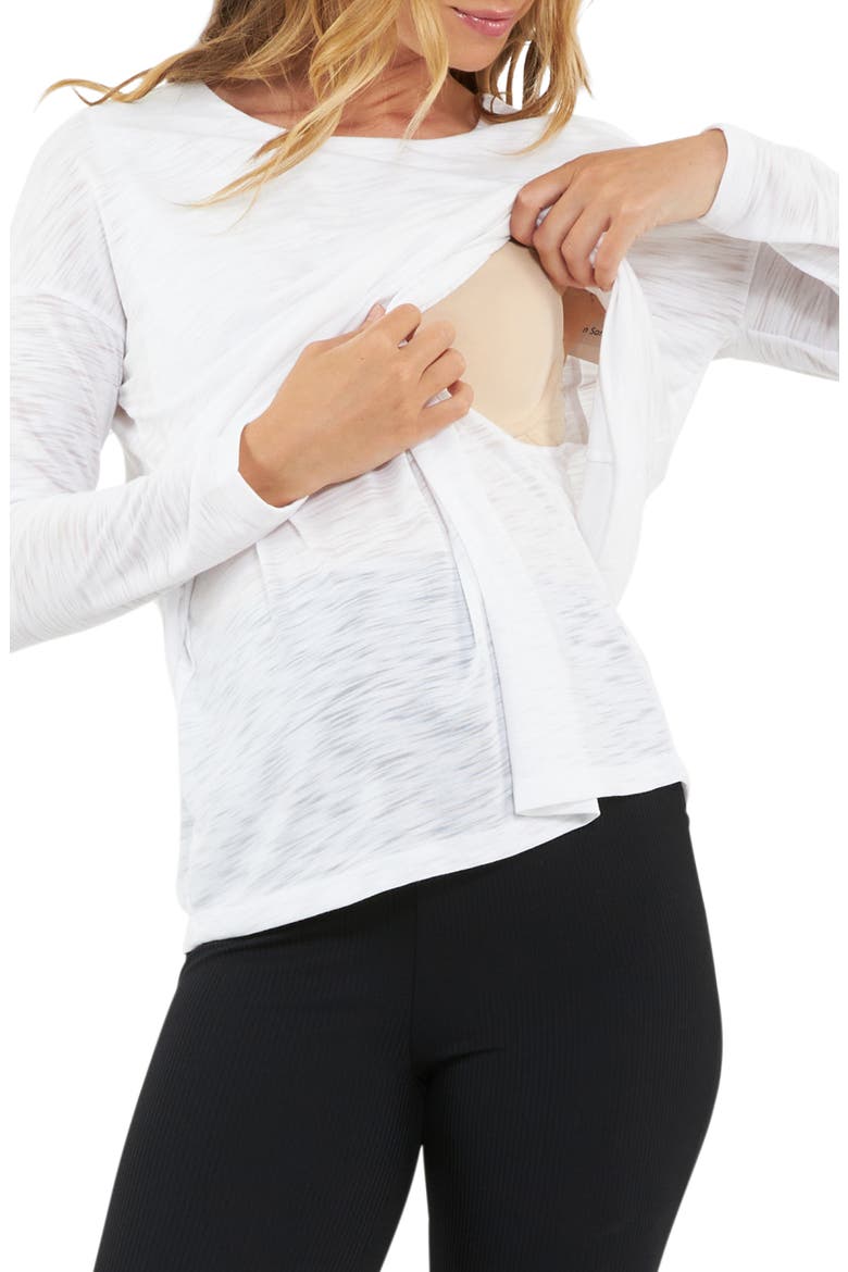 Jazmin Long Sleeve Maternity/Nursing Top, Alternate, color, WHITE