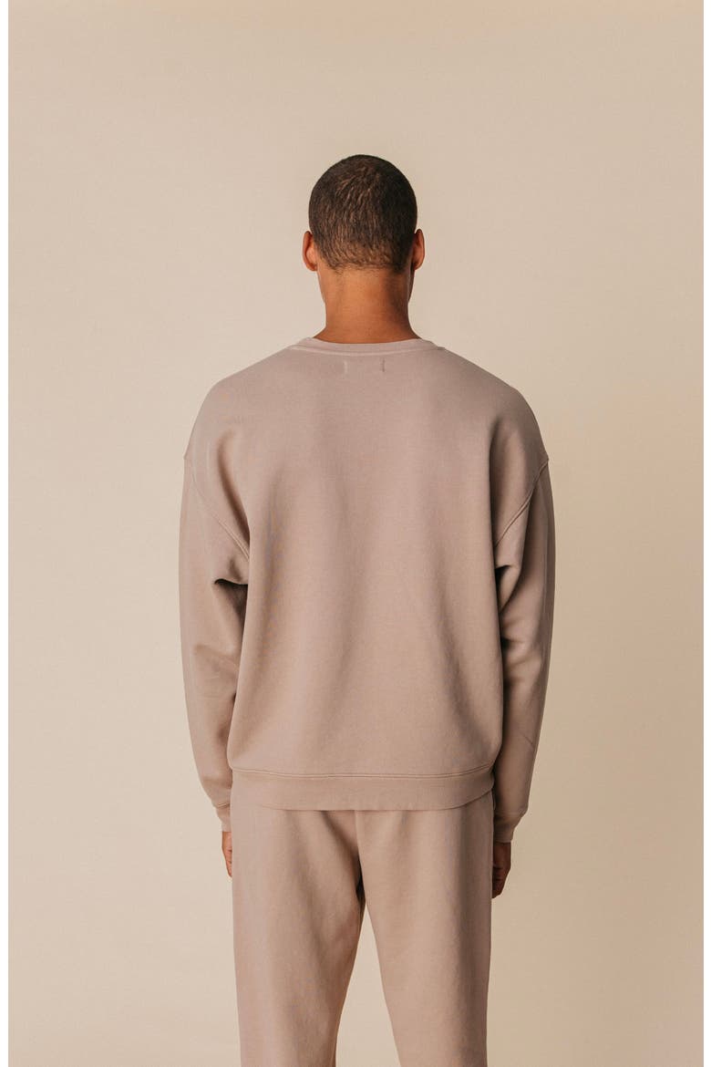 Men's Organic Cotton Teddy Oversized Crewneck, Alternate, color, Fawn