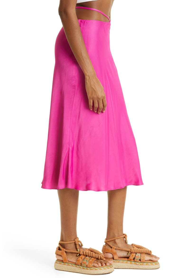Satin Midi Skirt, Alternate, color, PINK