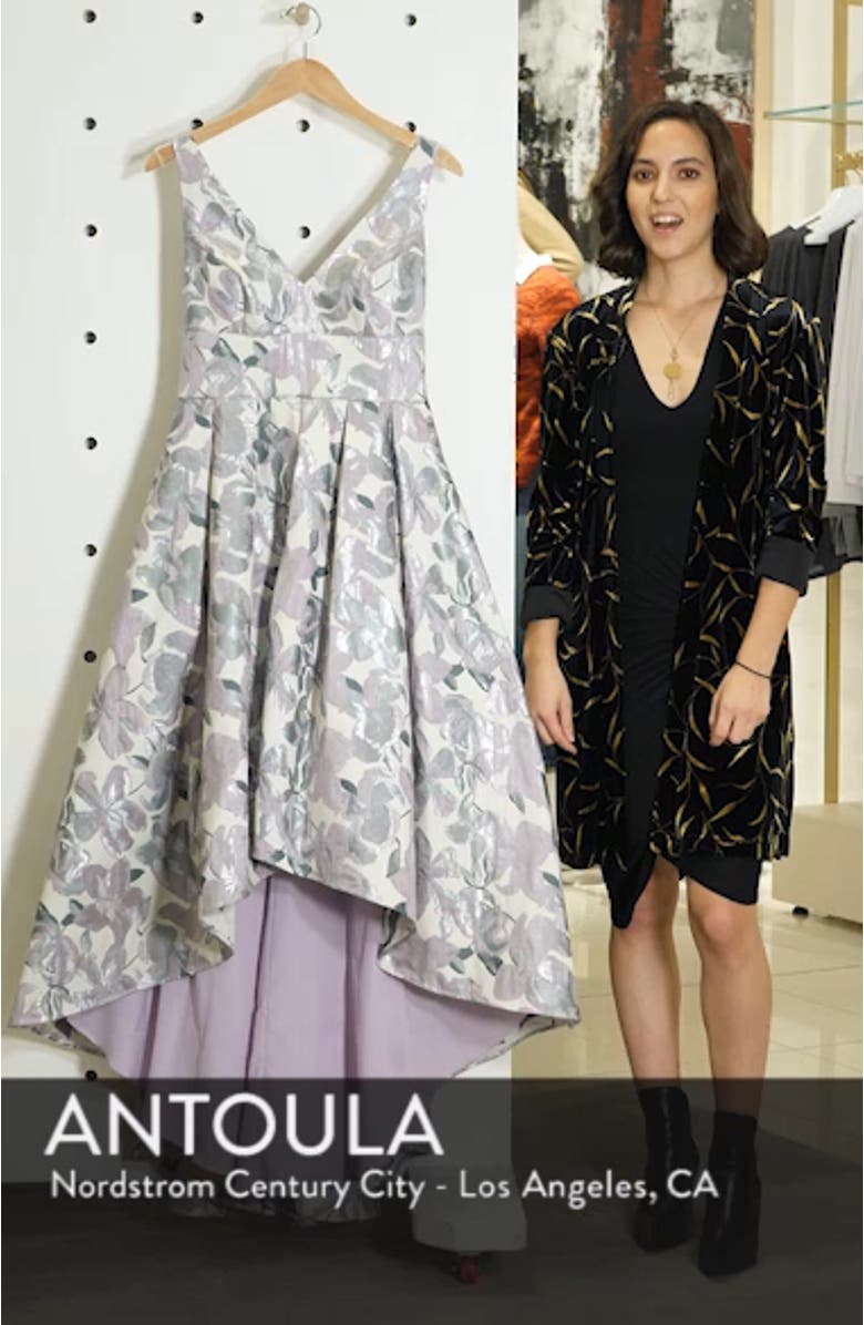 Floral Jacquard High/Low Evening Dress, sales video thumbnail