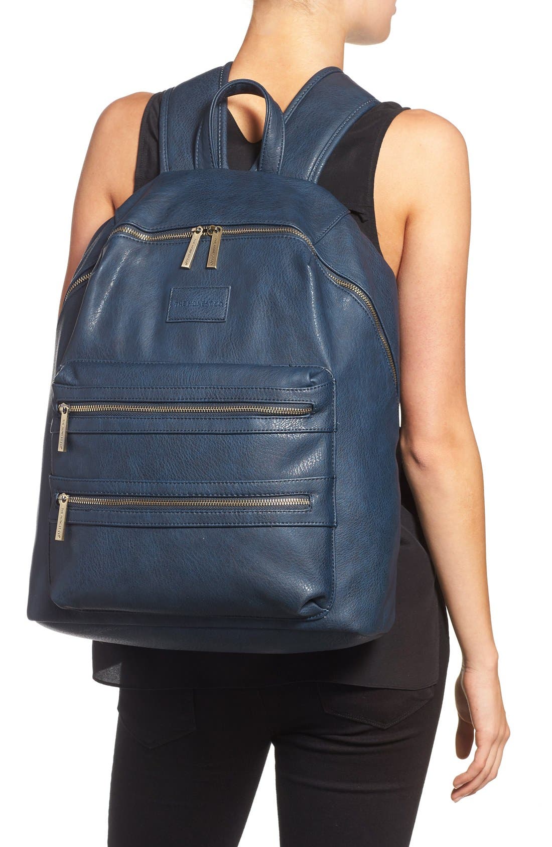 The Honest Company 'City' Faux Leather Diaper Backpack, Alternate, color, 