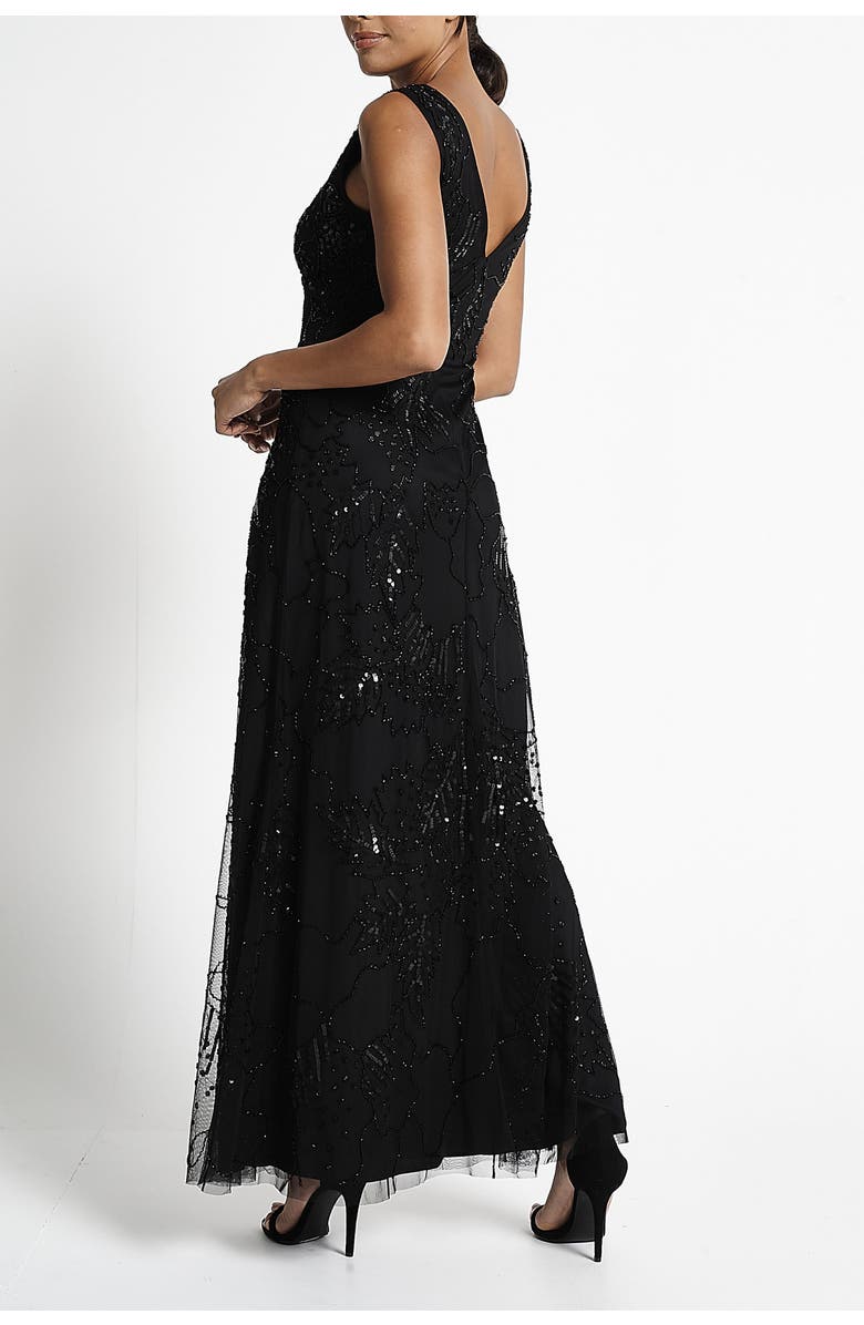 Frock and Frill V Neck Sleeveless Embellished Gown, Alternate, color,