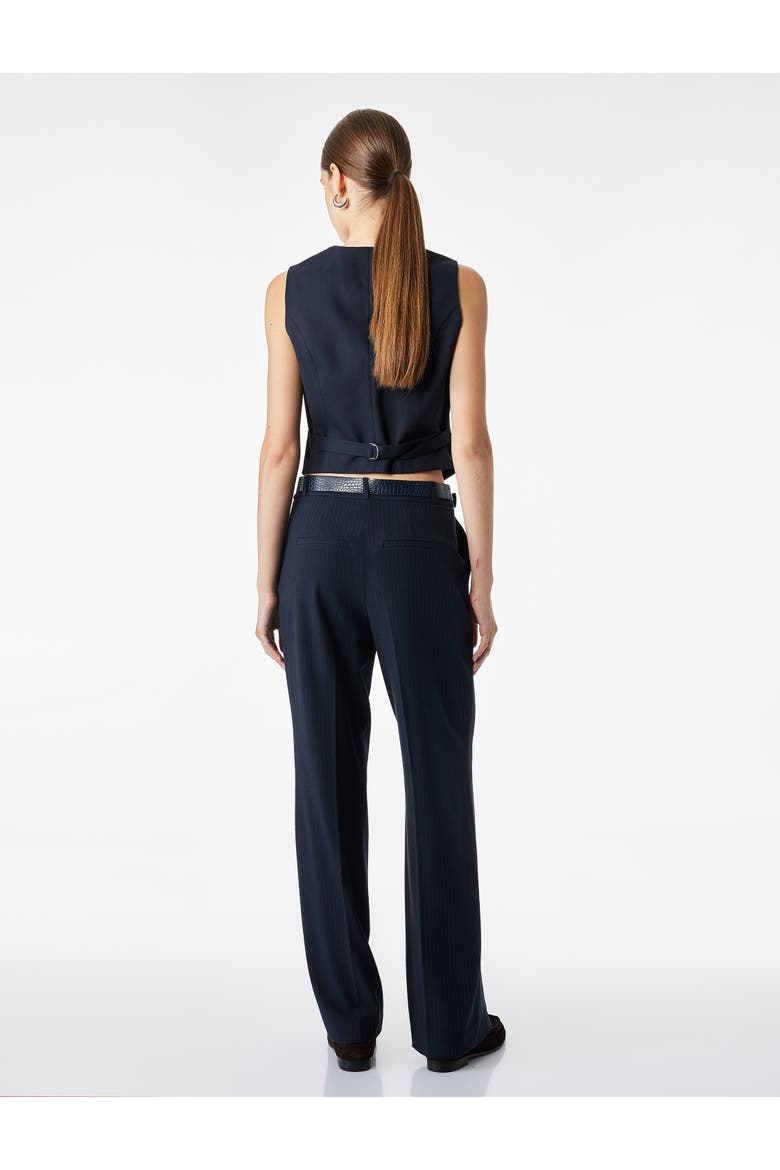 Belted High Rise Wide Leg Trousers, Alternate, color, NAVY STRIPE