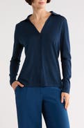 Lafayette 148 New York Cotton & Silk Slim Polo Cardigan