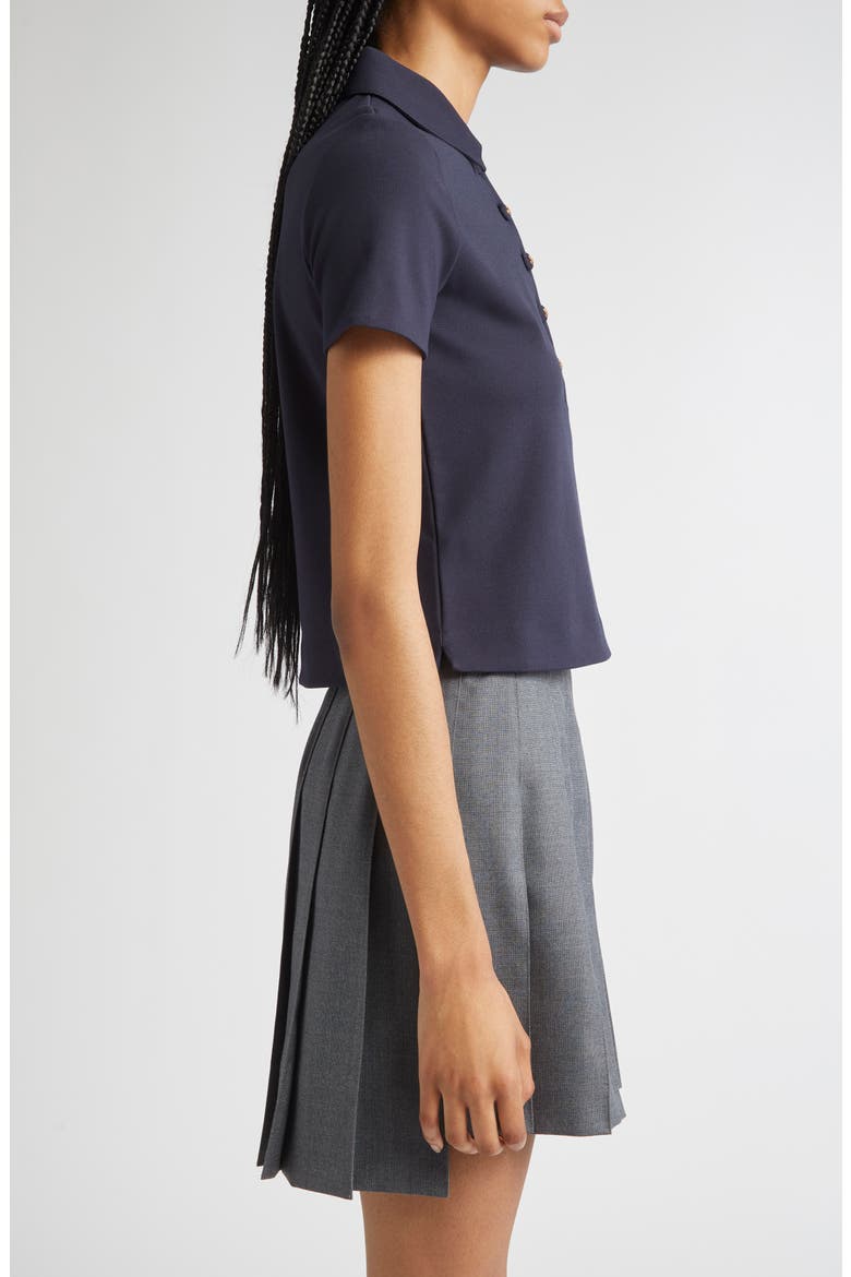 Milano Knit Cotton Polo with Anchor Embossed Buttons, Alternate, color, NAVY
