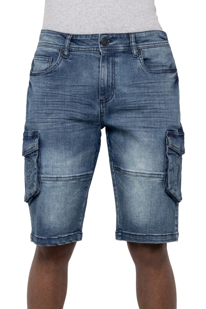 Denim Cargo Shorts, Alternate, color, MEDIUM WASH