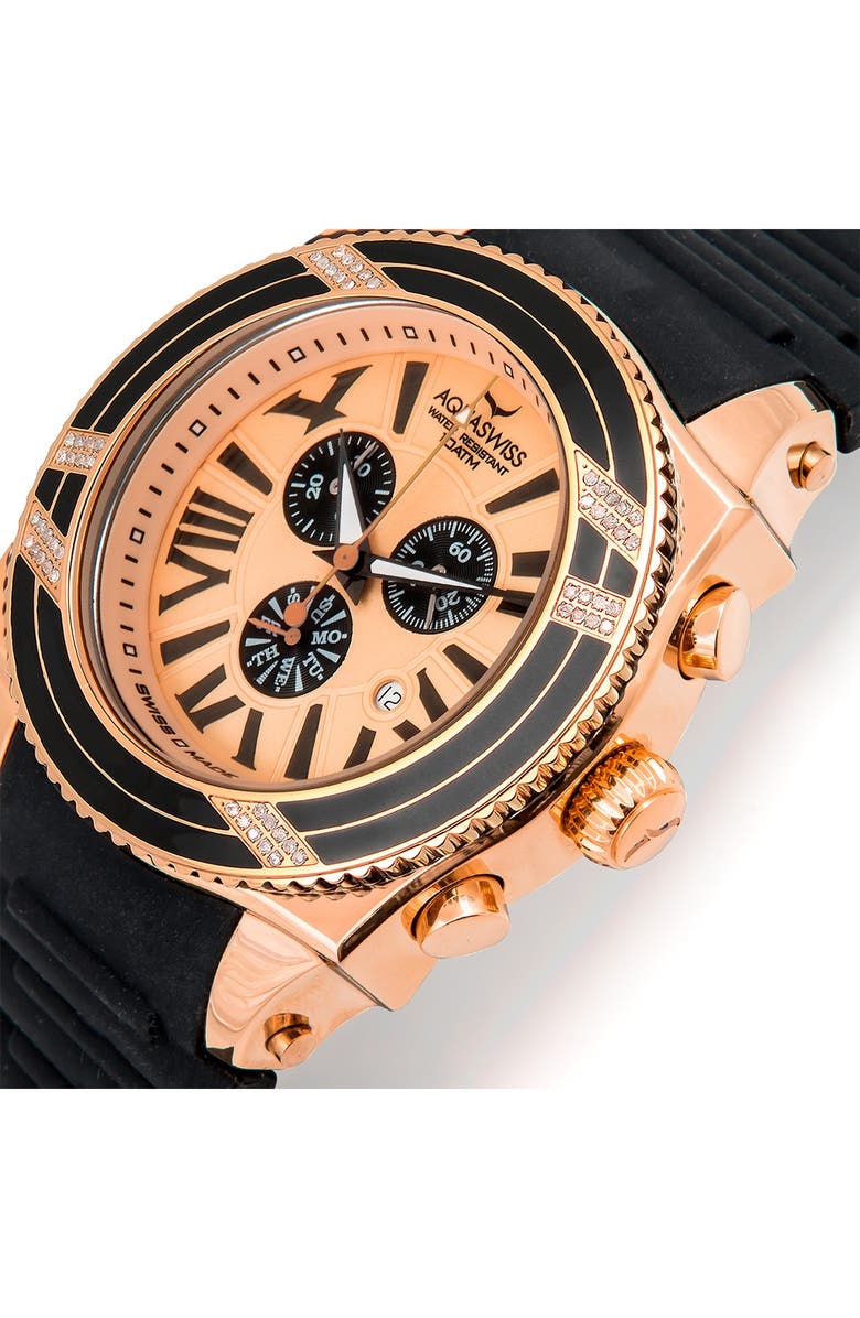 AQUASWISS Men's Swissport XG D Diamond Sporty Watch, 63mm - 0.75 ctw, Alternate, color, Black-Rosegold