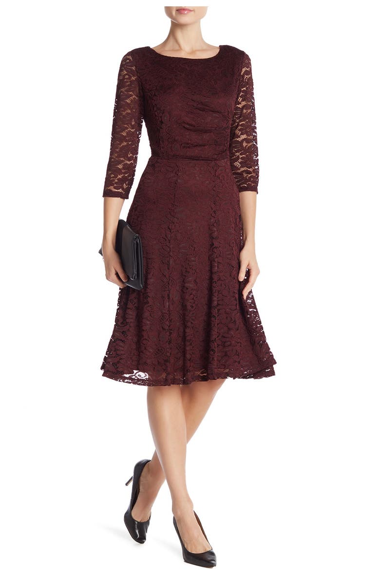SANDRA DARREN 3/4 Sleeve Lace Dress, Main, color,