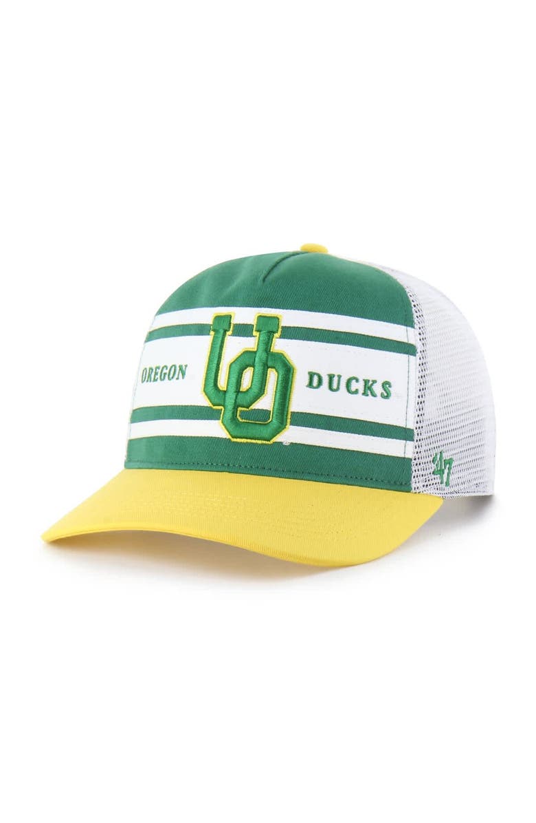 '47 Youth '47 Green/Yellow Oregon Ducks Super Stripe Hitch Adjustable Trucker Hat, Main, color, Green