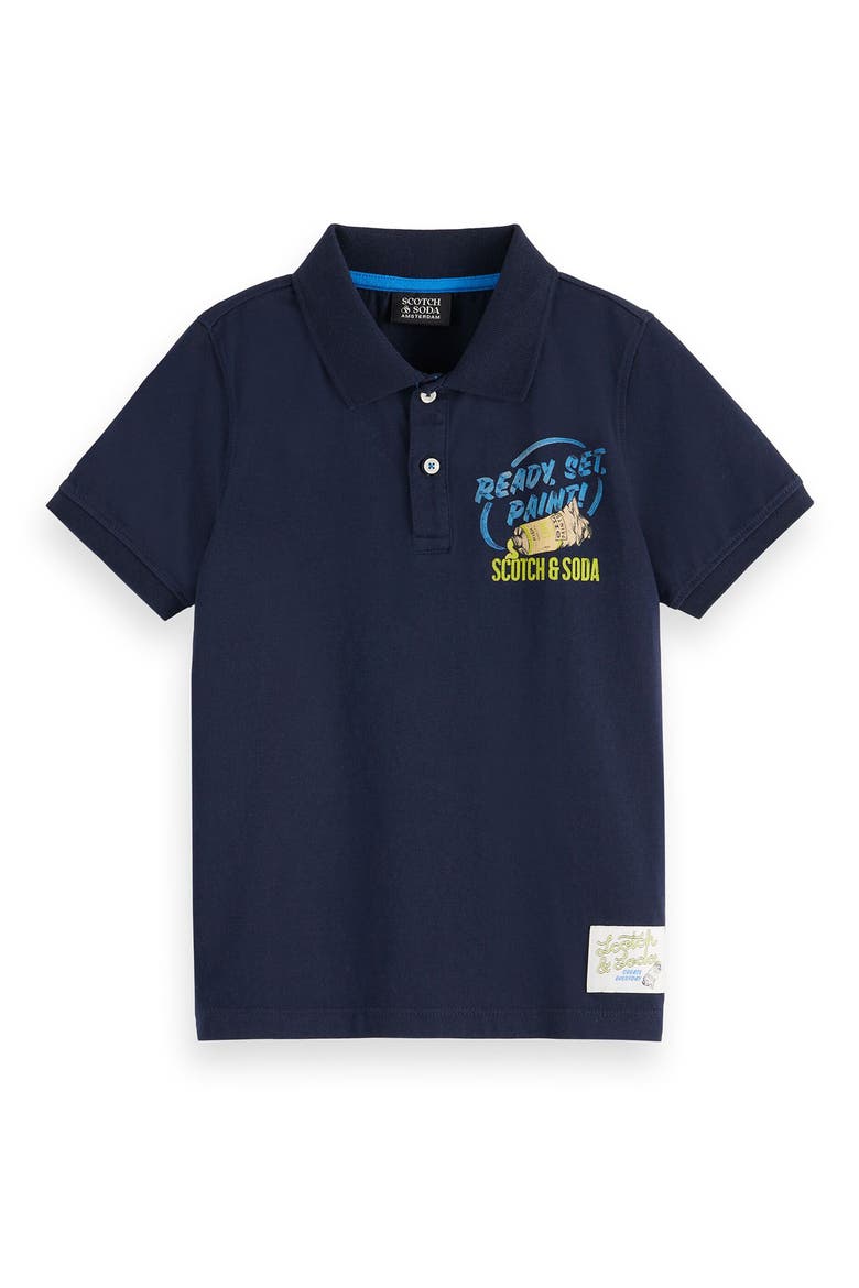 Kids' Art Cotton Graphic Polo, Main, color, SKY CAPTAIN