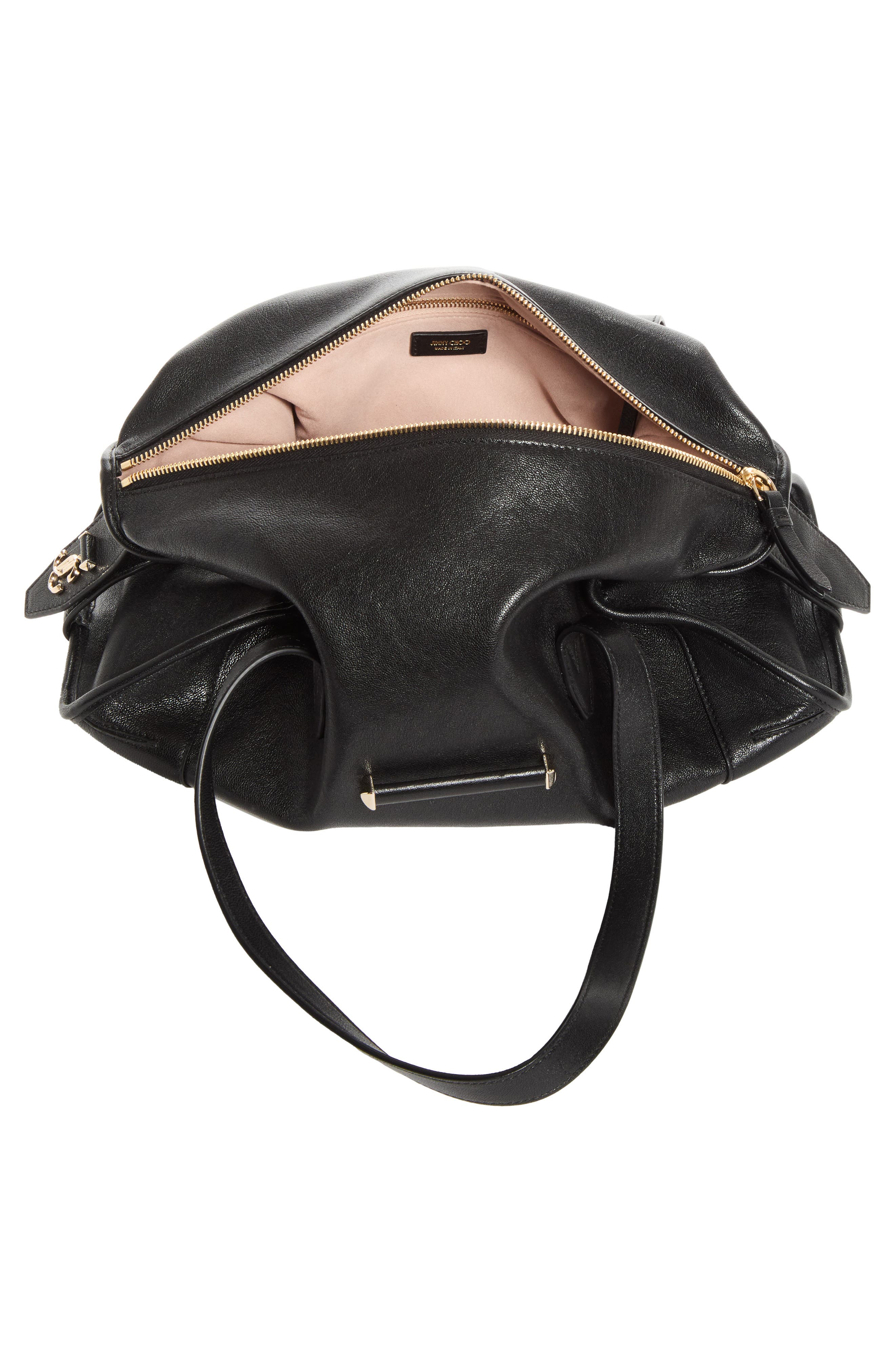 Medium Bar Leather Holdall Bag, Alternate, color, BLACK/ SHINY GOLD