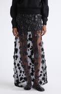 KÚR Floral Appliqué Mesh Wrap Maxi Skirt