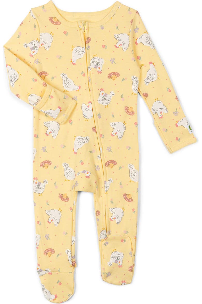 Zip-Up Footed Sleep N Play, Main, color, Pale Yellow Floral
