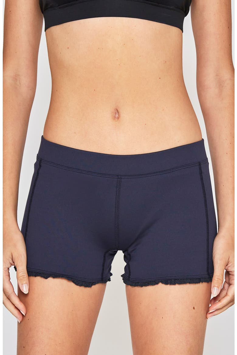 LACE TRIM SHORTS, Main, color, NAVY