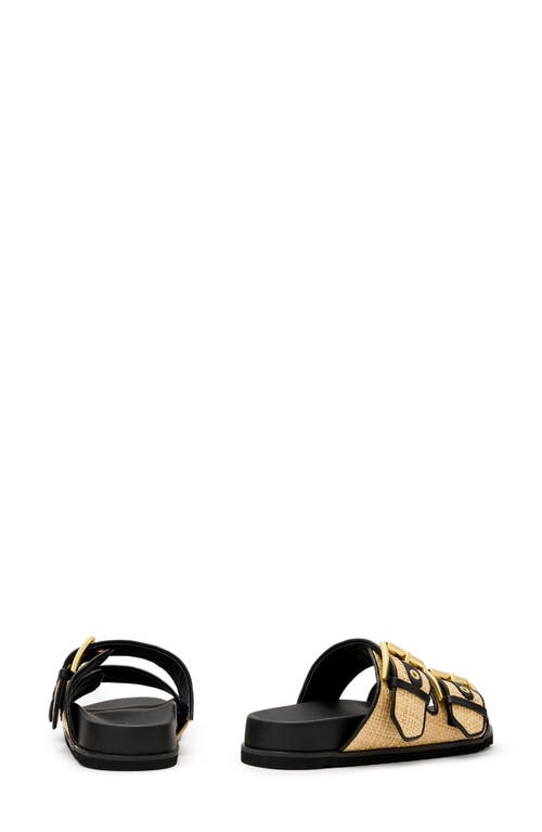 Shop Allsaints Sian Raffia Two-strap Sandal In Natural/black