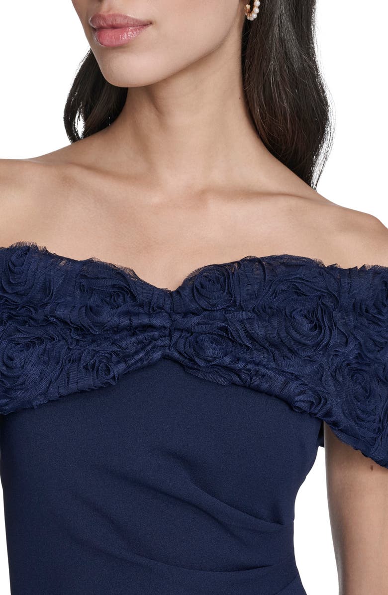 Eliza J Off the Shoulder 3D Floral Gown, Alternate, color, 