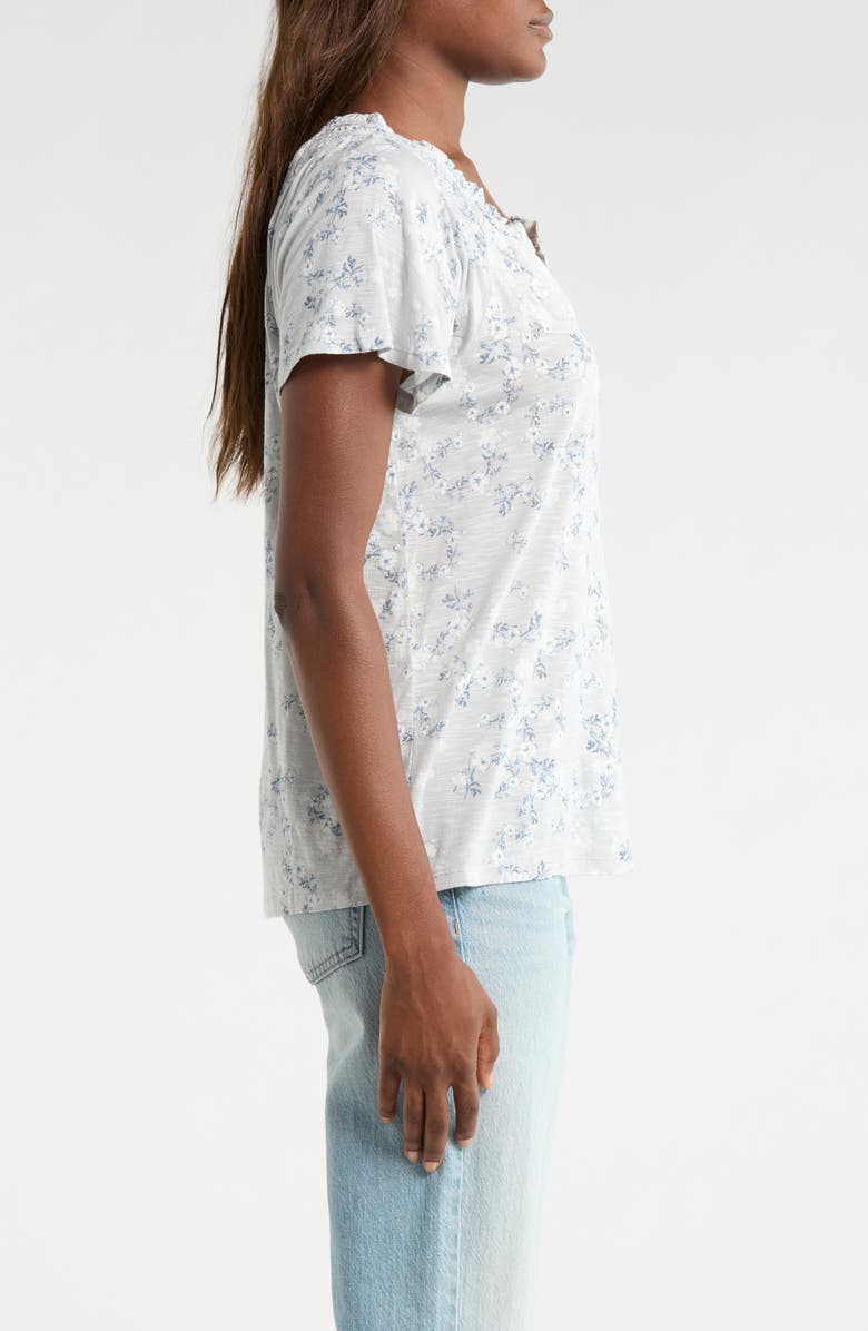 Lucky Brand Sandwash Flutter Sleeve Top, Alternate, color, Blue Floral