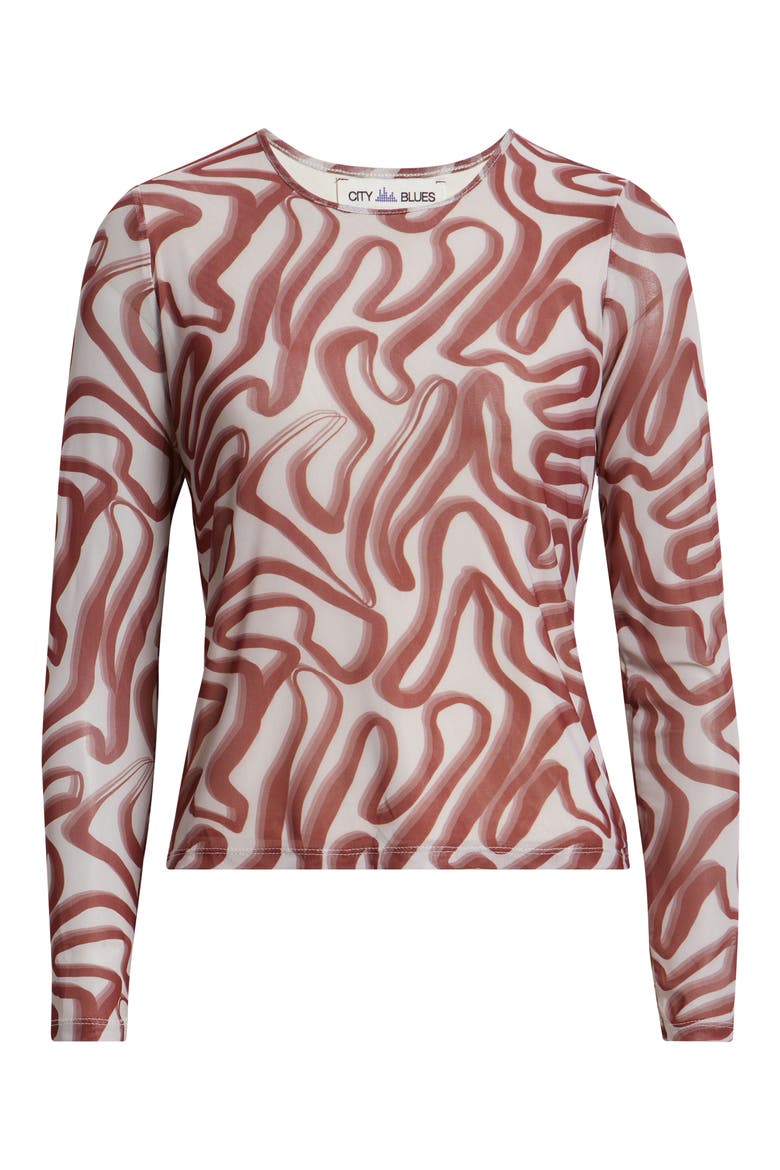 Print Long Sleeve T-Shirt, Alternate, color, BLUSH WINE