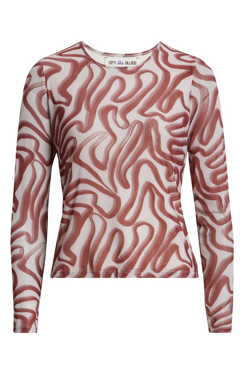 CITY BLUES Print Long Sleeve T-Shirt, Alternate, color, Blush Wine