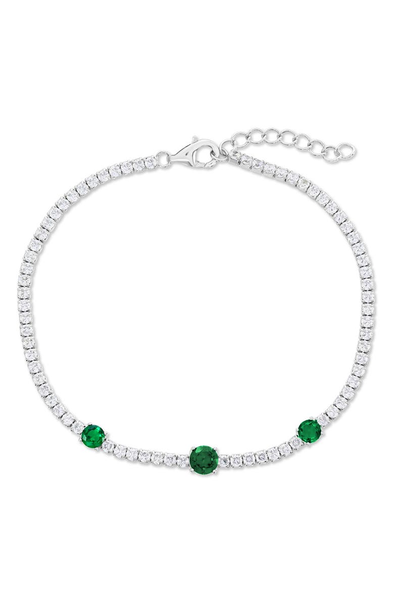 SIMONA Round Cubic Zirconia Tennis Bracelet, Main, color, Green