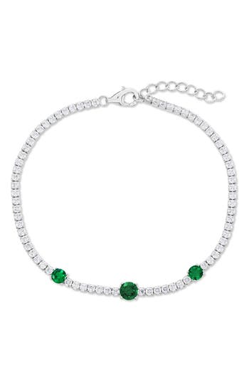 Simona Round Cubic Zirconia Tennis Bracelet In Green