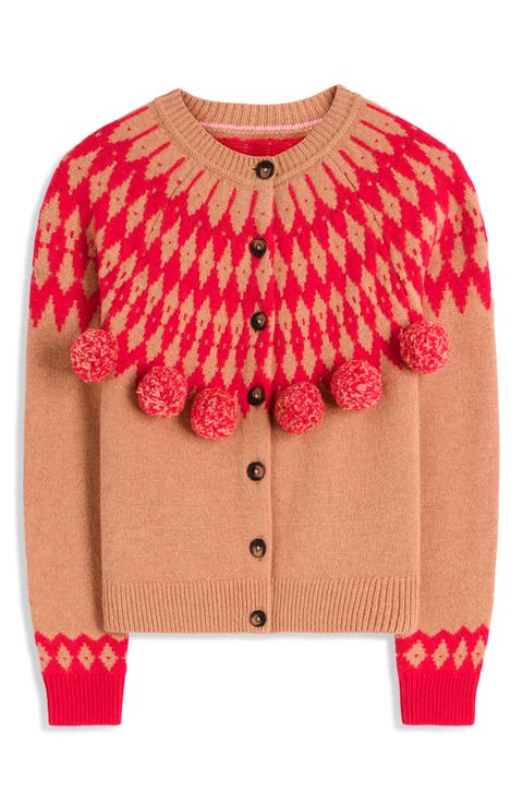 Mae Fair Isle Pompom Cardigan