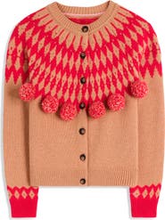 Boden Mae Fair Isle Pompom Cardigan