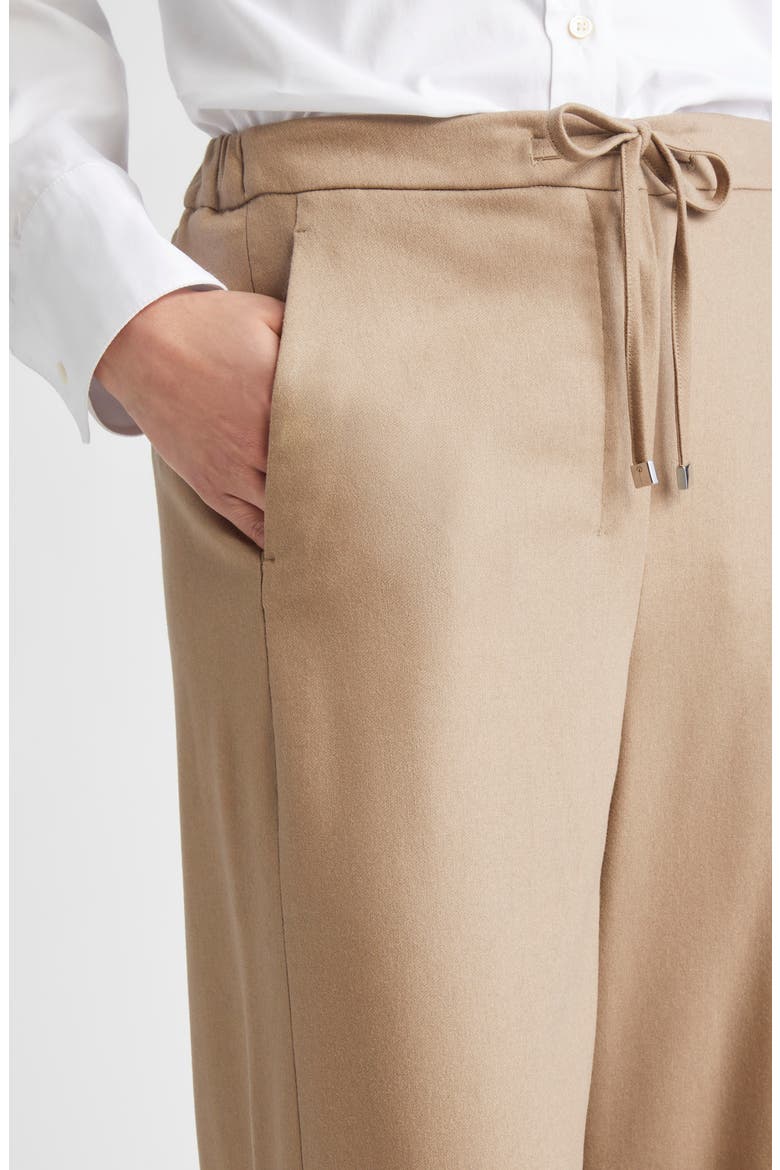 Flora Stretch Virgin Wool Drawstring Pants, Alternate, color, BISCUIT