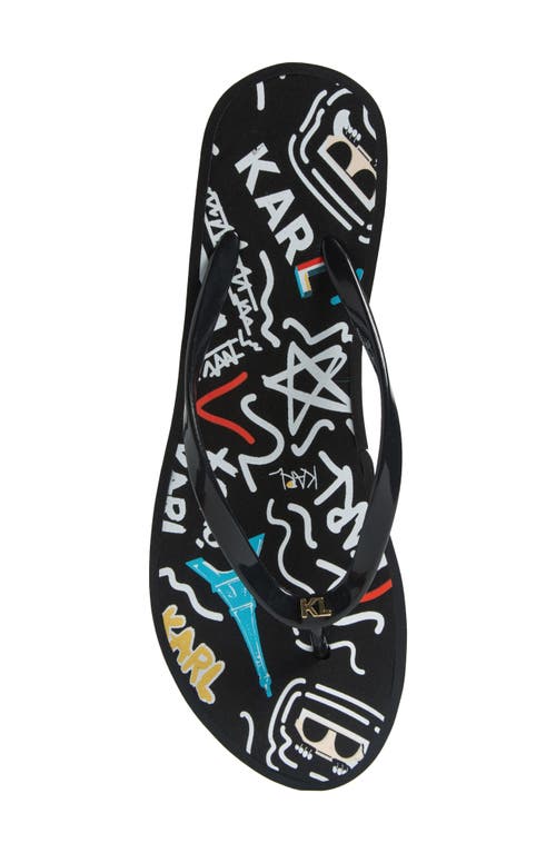 Karl Lagerfeld Paris Nola Graffiti Platform Flip Flop In Black Multi